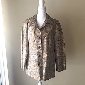 Chico’s Reversible Leather Metallic Animal Print Jacket Size 1/M